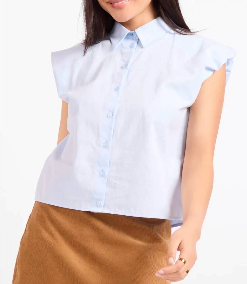 NEW SADIE & SAGE scholar gathered sleeve top in sky blue